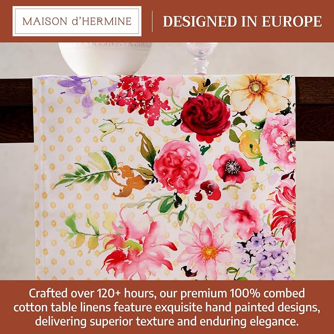 Maison d' Hermine Table Runner 100% Combed Cotton 14.5"x72" | Table Runners 72 - Image 3