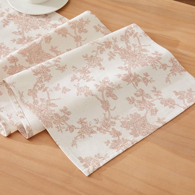 French Pastoral Farmhouse Table Runners, 13x90 Inch Taupe | 100% Organic Cotton by Unknown