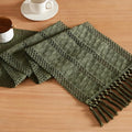 Macrame Style Boho Table Runner, 12x48 Inch Olive | Woven Boho Table Runner by ZEEMARTONLINE