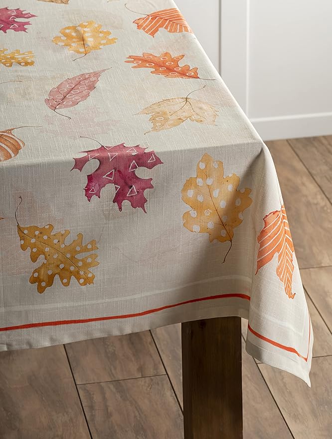 Maison d' Hermine Table Cloth Rectangle Table 100% Cotton 70 x 108 Inches Fall Tablecloth Reusable Everyday Use for Thanksgiving Christmas Decorations Dining Farmhouse Party (Colours of Autumn)