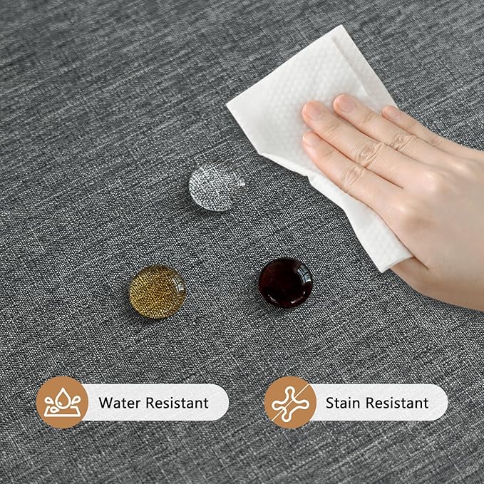 Faux Linen Fabric Rectangle Grey Table Cloth 55 x 70 Inch Textured Stain Resistant & Washable Gray Rectangular Tablecloth Reusable for Dining Kitchen Party