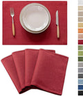 Demetex Valentines Placemats Set of 4 Heat Resistant Red Linen Place Mats Wipeable Cloth Placemats for Party Wedding Holiday Dinner, 13 x 19 inches, Wine Red