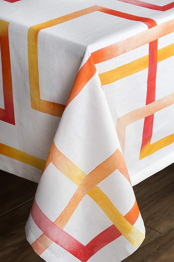 Maison d' Hermine Table Cloth Square Table 100% Cotton 60 x 60 Inches Tablecloth Reusable Decorative for Dining Room Farmhouse Home Valentines Day Decorations Spring Summer - Summer Maze