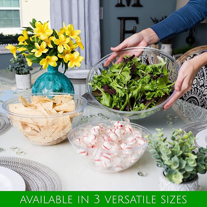 PLASTICPRO Disposable 48 Ounce Round Crystal Clear Bowls - Image 4