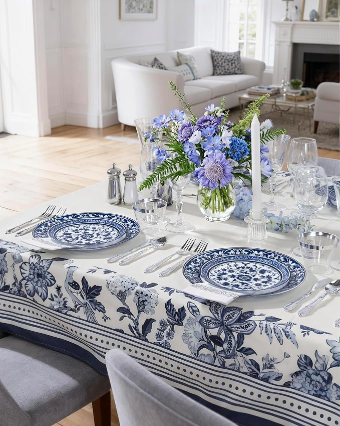 175 Pcs Blue Plates for Party & Wedding | Floral Disposable Dinnerware Set. - Image 2