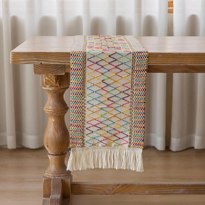 Keketoarrange Boho Macrame Table Runner 12x72 Inch | Woven Burlap Rustic Runner - Image 6