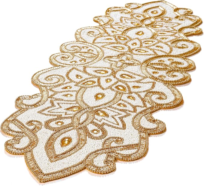 Beaded Table Runner Decorative Hand Glitz Rustic Farmhouse by byHomeDecorativeProduct