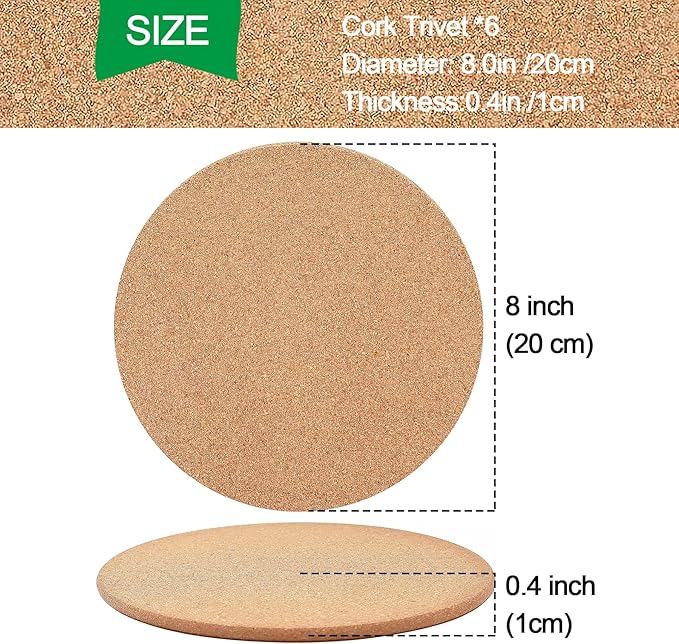 Cork Trivet, 6 Pack High Density Thick Corks Coasters Set - Image 2