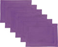 Solino Home Linen Cloth Placemats Set of 6-100% Pure Linen Hemstitch Purple Placemats 14 x 19 Inch - Classic Hemstitch Table Place Mats for Valentines, Spring, Easter
