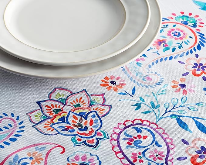 Maison d' Hermine Table Cloth Rectangle Table 100% Cotton 60 x 108 Inches Tablecloth Reusable Decorative for Dining Room Farmhouse Home Valentines Day Decorations Spring Summer - Indian Floral