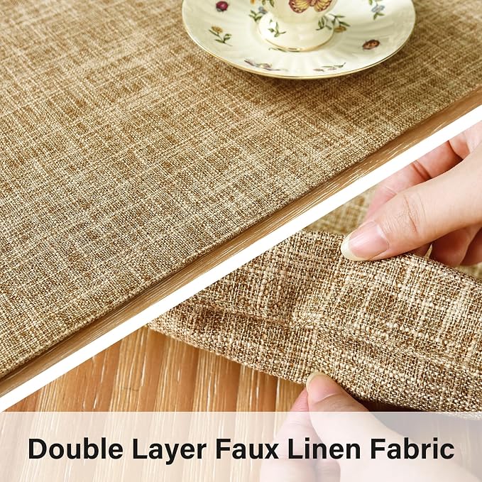 NEWISHER Reversible Double Layer Table Runner Faux Linen Fabric, 13x36inch | - Image 3