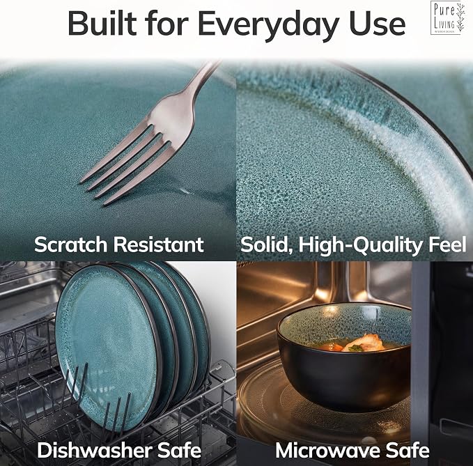 12 Piece Stoneware Dinnerware Set - Image 4