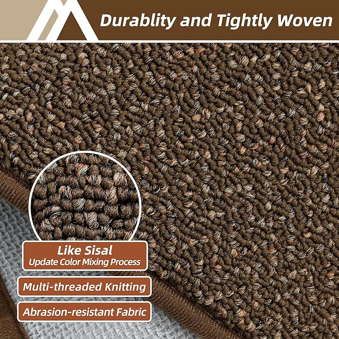 COSY HOMEER Kitchen Rugs Non Slip Washable 24"x36"+24"x60" Absorbent Kitchen Mats for Floor Stain Resistant Kitchen Runner Rug Sets of 2 Kitchen Floor Mats for Sink,Brown