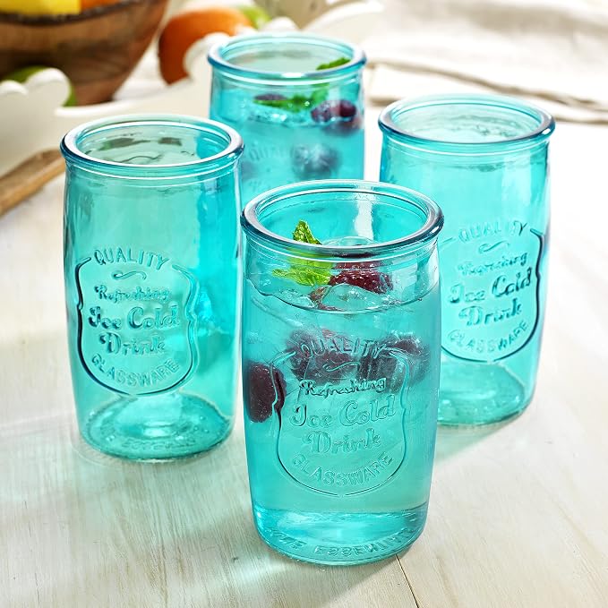 Glaver's Highball Glasses Set of 4 – 20oz Artistic Ice-Cold Pretty Blue – - Image 2