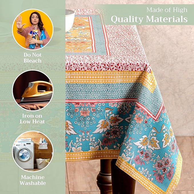 Maison d' Hermine Table Cloth Rectangle Table 100% Cotton 70 x 140 Inches Tablecloth Reusable Decorative for Dining Room Farmhouse Home Valentines Day Decorations Spring Summer - Marquise