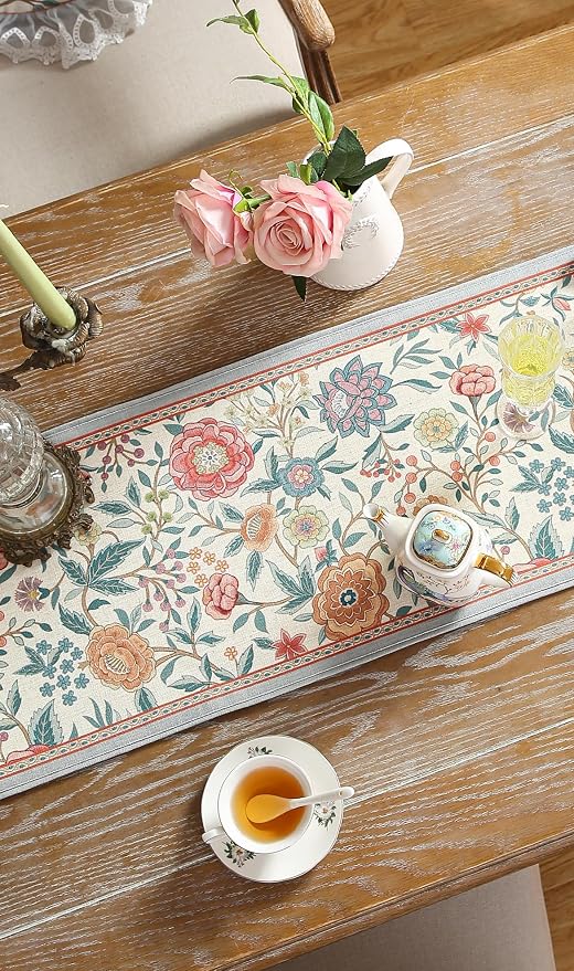 bilin gaier Designer Linen Extra Long Table Runner, Colorful Floral Pattern - Image 7