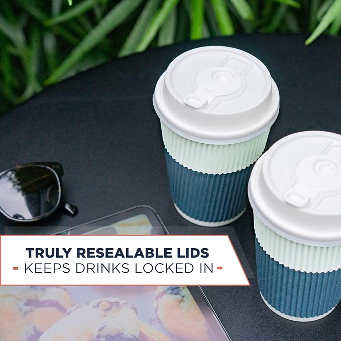 Disposable Coffee Cups With Lids - 12 oz To Go Coffee Cups With Sturdy Lids - Image 8