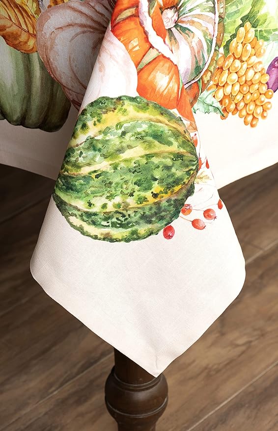 Maison d' Hermine Table Cloth Rectangle Table 100% Cotton 70 x 90 Inches Fall Tablecloth Reusable Everyday Use for Thanksgiving Christmas Decorations Dining Farmhouse Party (Lumina)