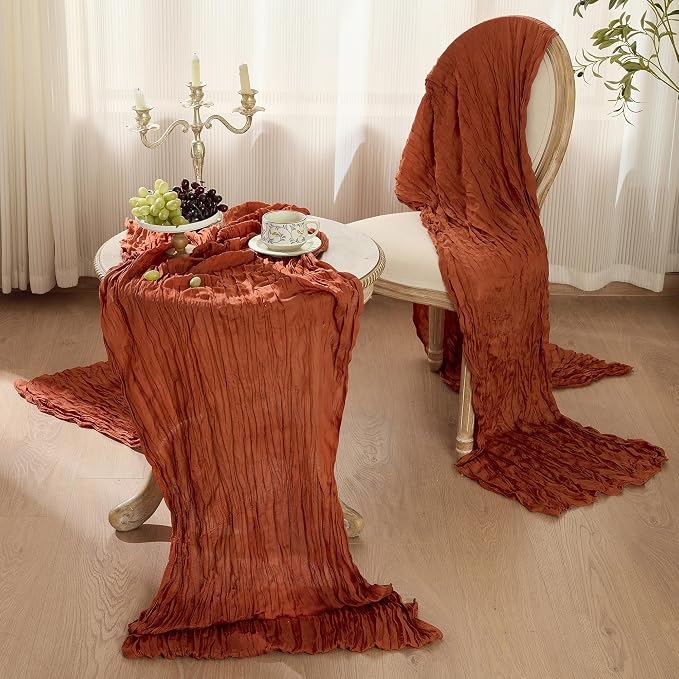 6 Pack Terracotta Cheesecloth Table Runner Boho Gauze Fall Decor | 120 Inch - Image 3