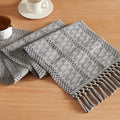 Macrame Style Boho Table Runner, 12x60 Inch Grey | Woven Boho Table Runner by ZEEMARTONLINE