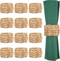12 Pcs Boho Rattan Woven Napkin Rings, Farmhouse Water Hyacinth Wooden Rustic by Unknown