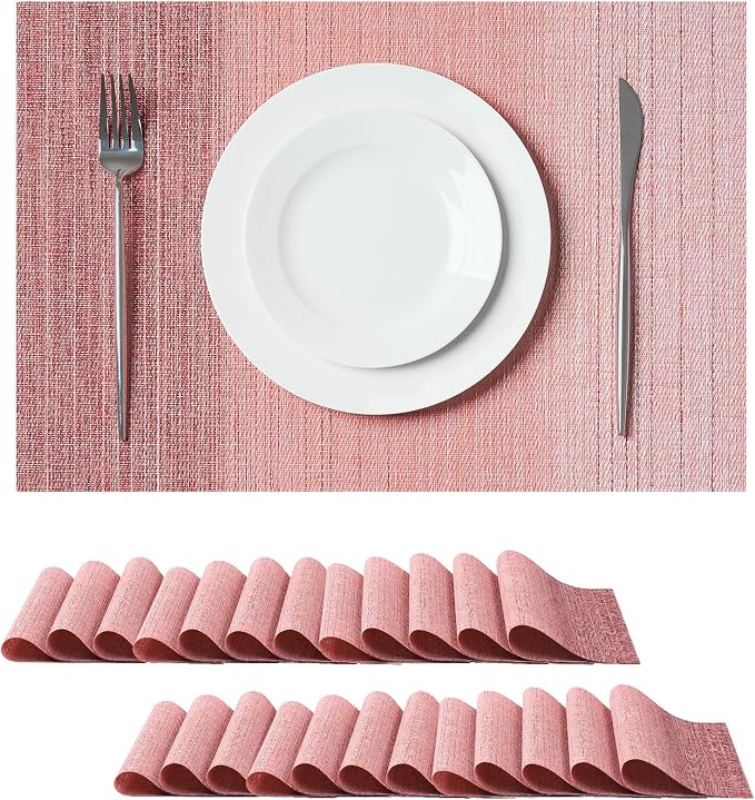 Leetaltree Gradient Pink Woven Placemats Set of 24 by Leetaltree-ArtatEveryTable