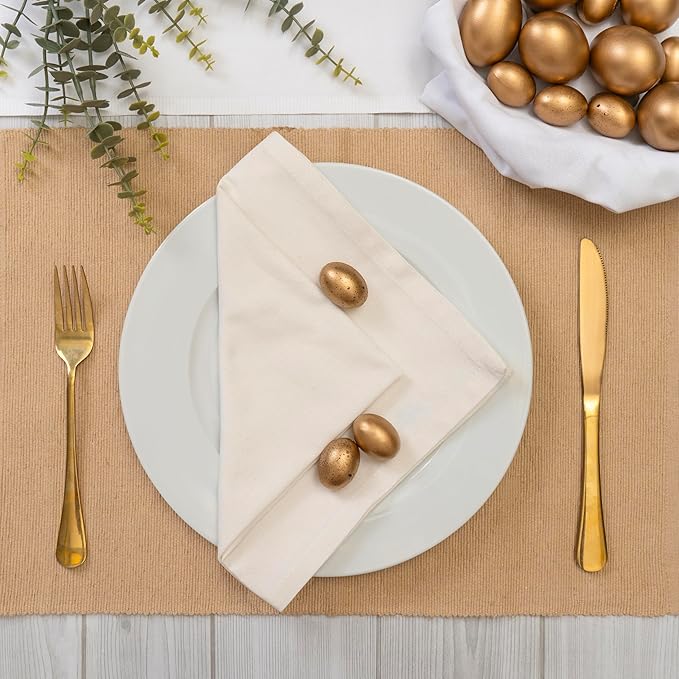 Blue Needles Solid Cloth Napkins Set of 12 Cream 100% Cotton Dinner Napkins 18x18 inches - Soft, Reusable, Absorbent & Washable Linen, Ideal for Wedding Events, Parties & Everyday Use