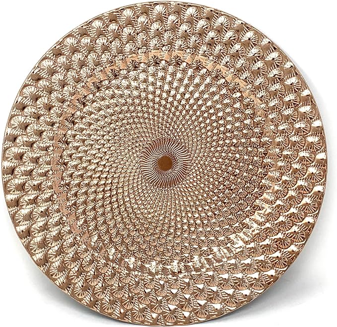 allgala 13-Inch 48-Pack Case Lot Heavy Quality Round Charger Plates-Peacock Rose Gold-HD80363