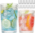 Vintage Drinking Glasses Set of 12, Textured Clear Striped Glass Cups-6 by wookgreat