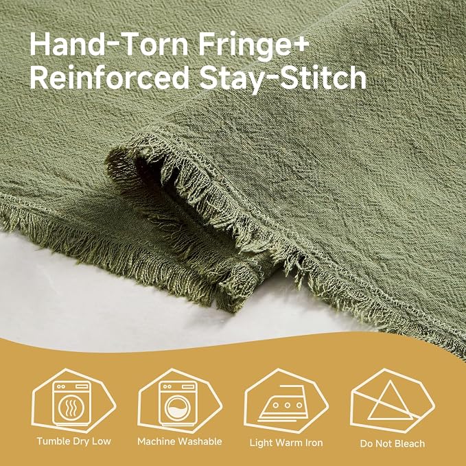 14 x 120 Inches Frayed Edge Table Runner, 270G Heavyweight Sand Washed Slub - Image 7