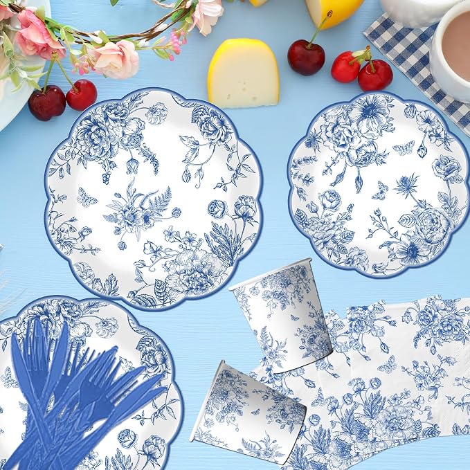 Blue Floral Plates, Vintage Floral Plate - Image 3