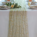 Snowkingdom Sage Gold Table Runner Gauze Sheer Tulle 10FT 120 Inch by Snowkingdom