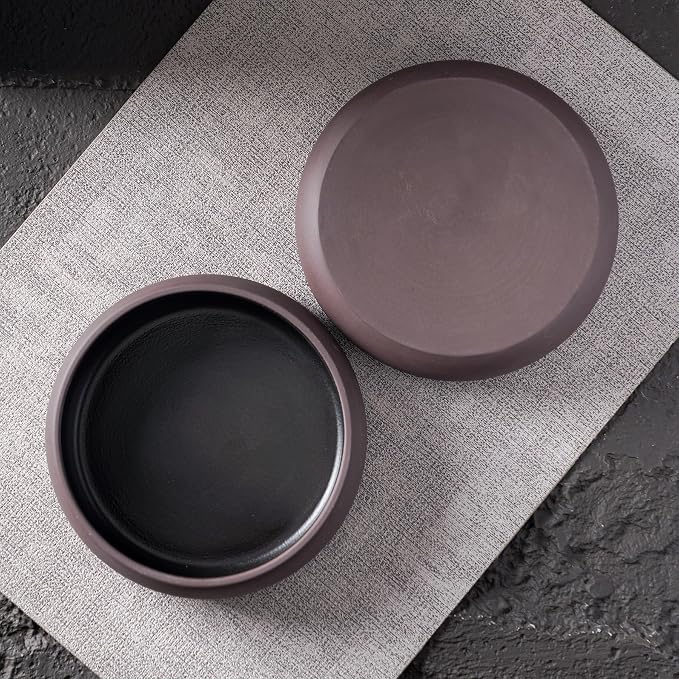 Uaral Ceramic Salad Bowls Set, 18 Ounce Black Shallow Bowl Set - Image 2