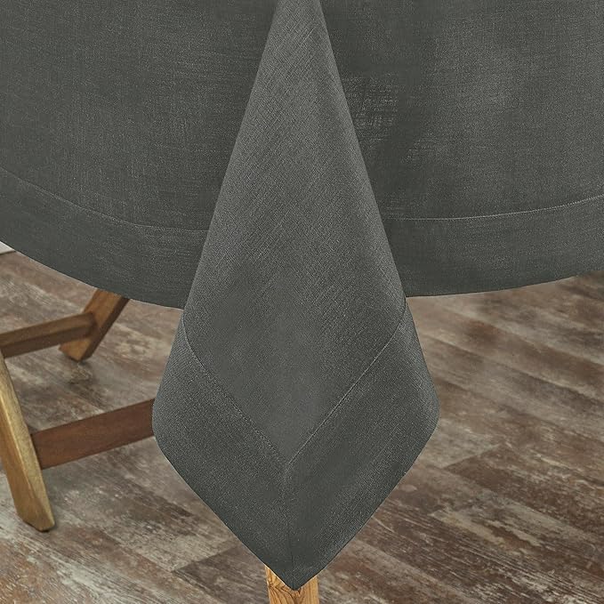 D'Moksha Homes Linen Tablecloth 60 x 90 Inch - 100% Pure Linen Charcoal Grey Tablecloth for Rectangle Tables - Machine Washable Table Cloth for Spring, Easter