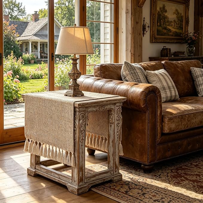 Woven Table Runner 48 Inch, Boho Farmhouse Dresser Runner - Image 9