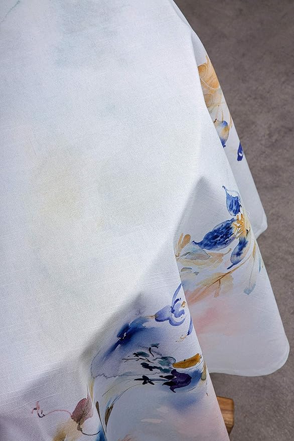 Maison d' Hermine Table Cloth Round Table 100% Cotton 69 Round Inches Tablecloth Reusable Decorative for Dining Room Farmhouse Home Valentines Day Decorations Spring Summer - Lazy Summer Days
