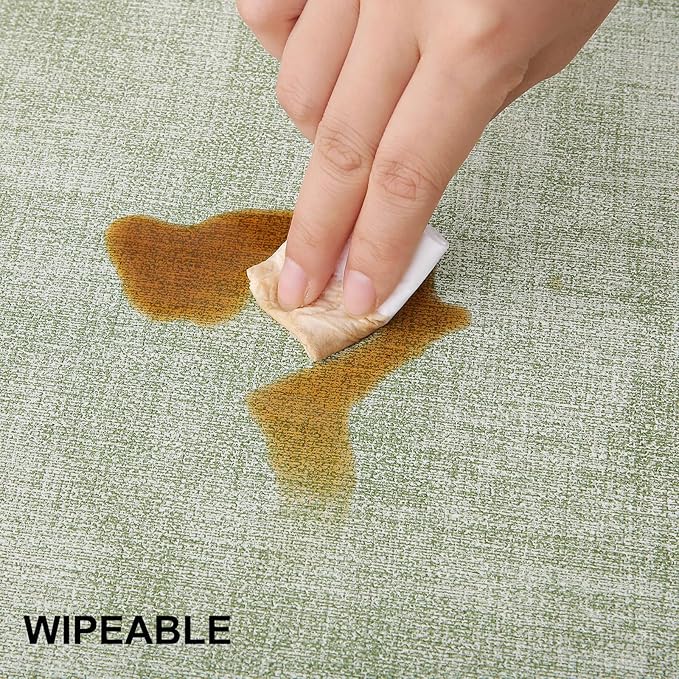 homing Faux Leather Heat Resistant Placemats 8 Packs, Waterproof Wipeable Dining PU Place Mats for Indoor & Outdoor, Easy to Clean, Light Green