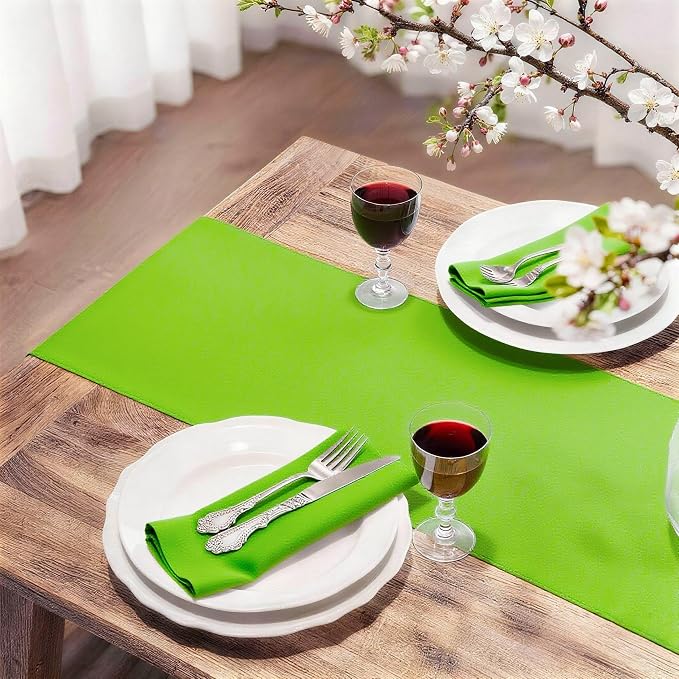 FOLINS&HOME Lime Green Waterproof Decorative Table Runner 90 Inches Long | - Image 2