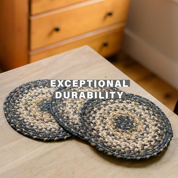 Homespice Kilimanjaro Braided Oval Table Runner, Warm Primitive Decor, Black and Brown 11x36 - Jute Dining Table Accessories - Rich Colors, Easy to Clean, Durable and Protects Furniture