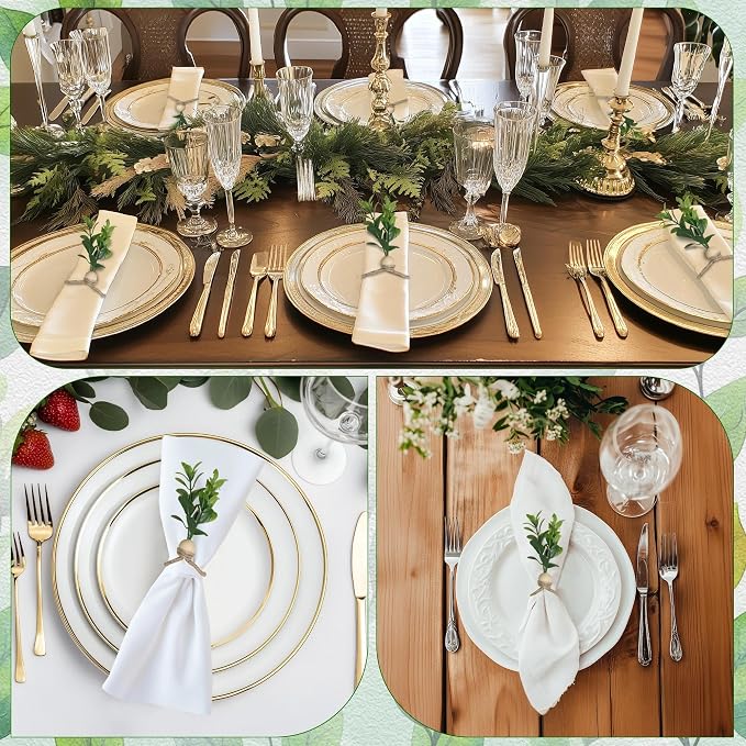 MAOANME Rustic Eucalyptus Leaf Napkin Rings - Image 7