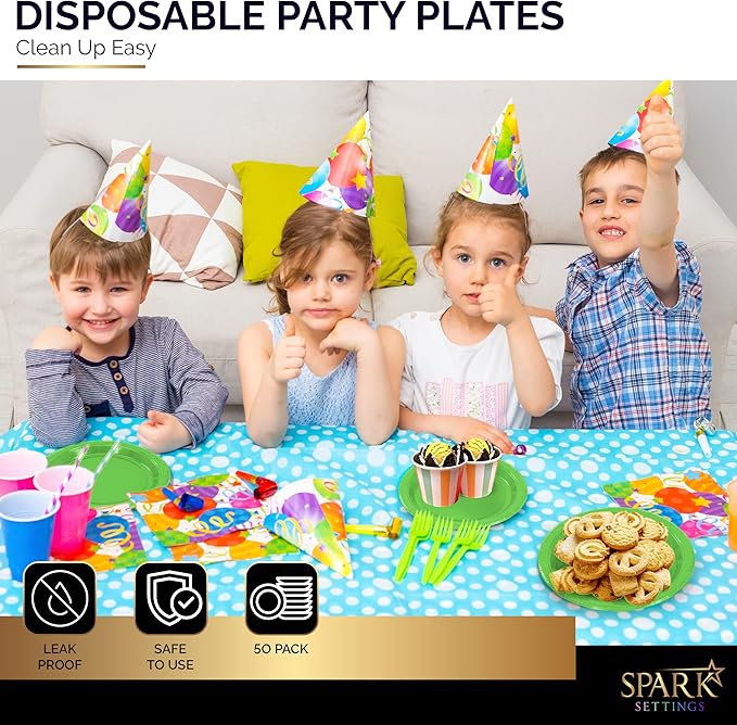 Disposable Paper Plates Kiwi, 7 Inch Paper Dessert Plates, Strong and Sturdy Disposable Plate for Party, Dinner, Holiday, Picnic, or Travel Party Plate, Pack of 50