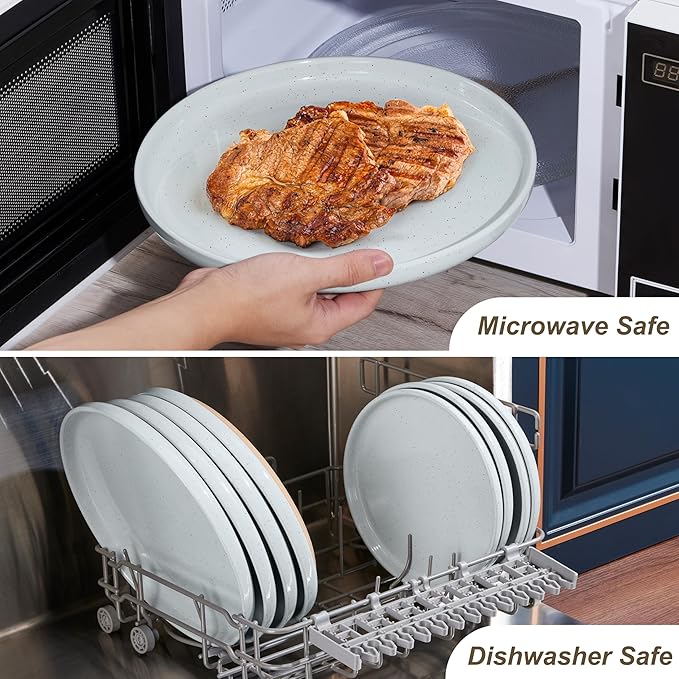 LIANYU 6Pcs Stoneware Dinner Plates, 7.75 Inch Small Porcelain Salad Plate Set, Kitchen Ceramic Serving Dishes Set for Dining, Microwave, Oven & Dishwasher Safe, Scratch Resistant, Glacier Gray