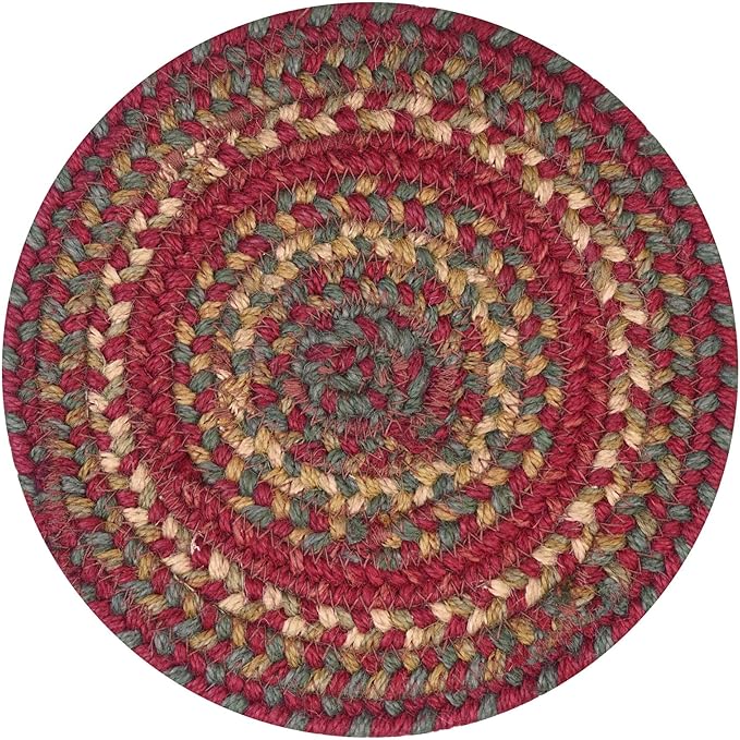 Homespice Cider Barn Jute Braided Kitchen Trivets for Hot Dishes, Warm Country Rustic Decor, Set of 6, Red 8" Round Heat Resistant Mat - Rich Colors, Easy to Clean, Durable and Protects Furniture