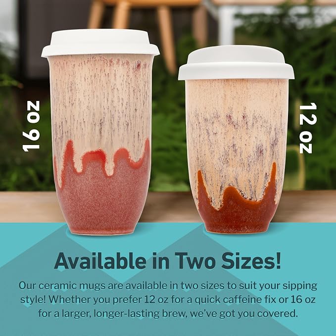 NOVA CERAMICS Travel Coffee Cup– Travel Coffee Tumbler – On the Go Coffee Mug – - Image 5