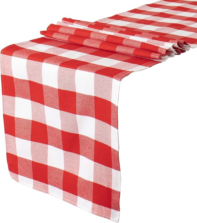 ShinyBeauty 4 Packs Checkered Table Runners 72 Inches Long, Soft Buffalo by ShinyBeauty