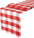 Table Runner 13''x108'' Red and White Gingham Cotton Buffalo Plaid Cover | Red by ShinyBeauty