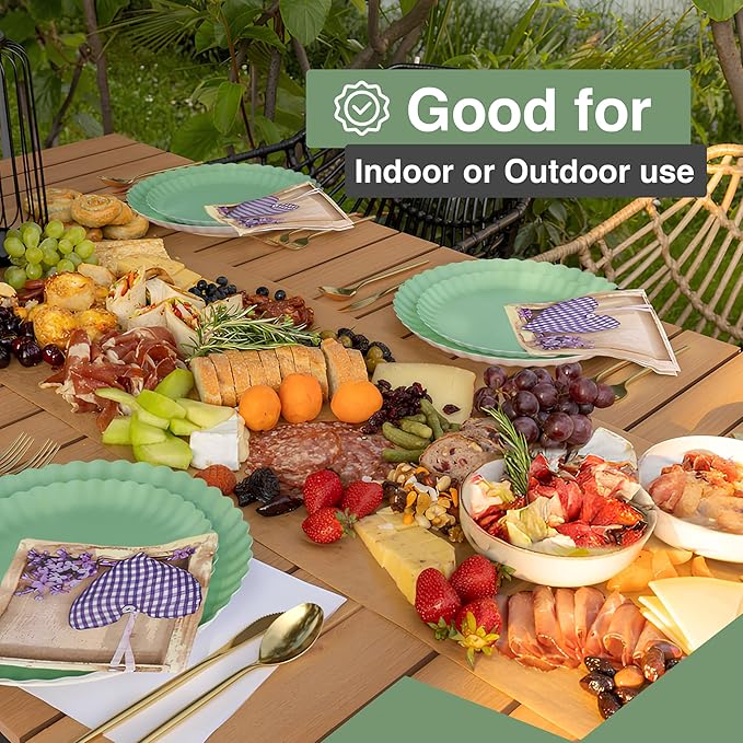 Trendables Floral Paper Plates 8.5 Inch & 10.5 Inch 40 Pcs Dinner Plate Set Fancy Disposable Plates for Party for 20 Guests 20 X 8 & 20 X 10 Large & Small Paper Plate Set for Parties Matcha