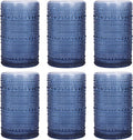 Moretoes 12 Oz Vintage Hobnail Drinking Glasses Set of 6 | Blue Highball by Moretoes