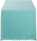 DII Everyday Collection, Fringed Check Tabletop, Table Runner, Solid Aqua by DII