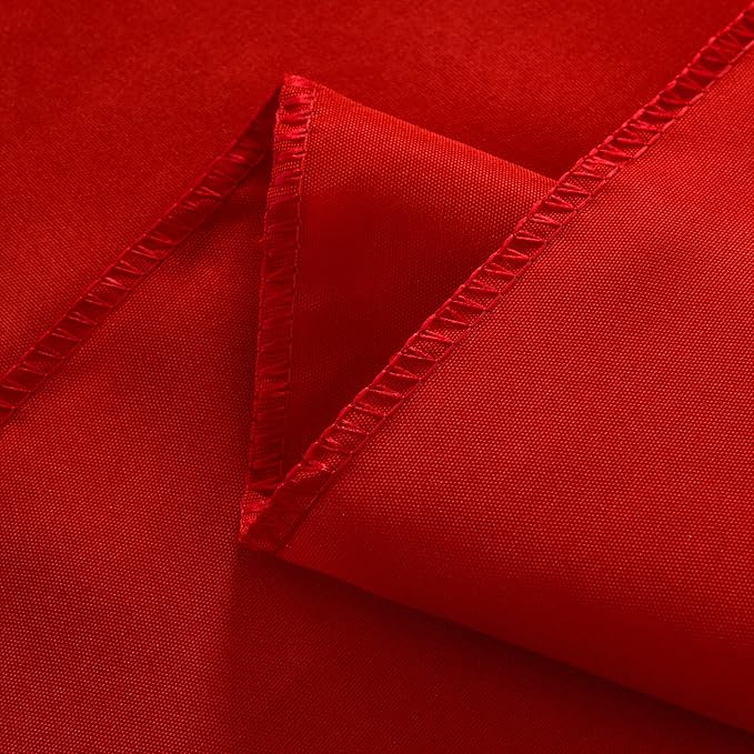 2-Pack Round 108-inch Red Table Cloths, Solid Stain and Wrinkle Resistant Circular Tablecloth, Premium Plain Weave Polyester Fabric Table Linen Covers for Hotel, Banquet